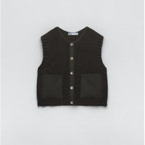 Zara Green Button Sweater Vest